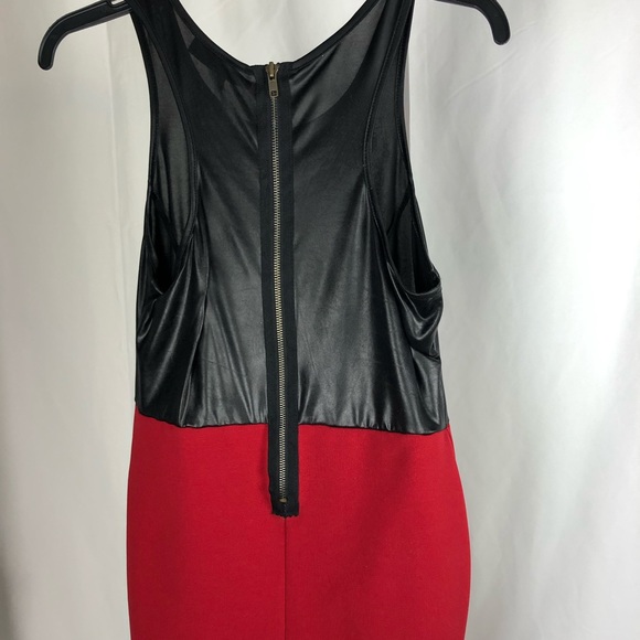 Color block faux leather dress. - Picture 4 of 5